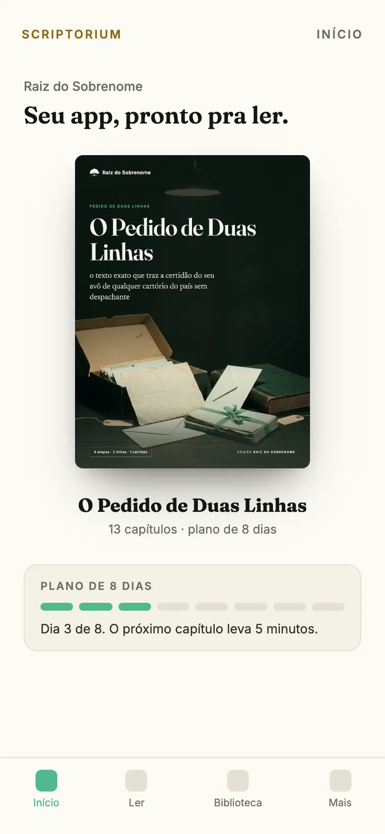 Capa do app do guia O Pedido de Duas Linhas